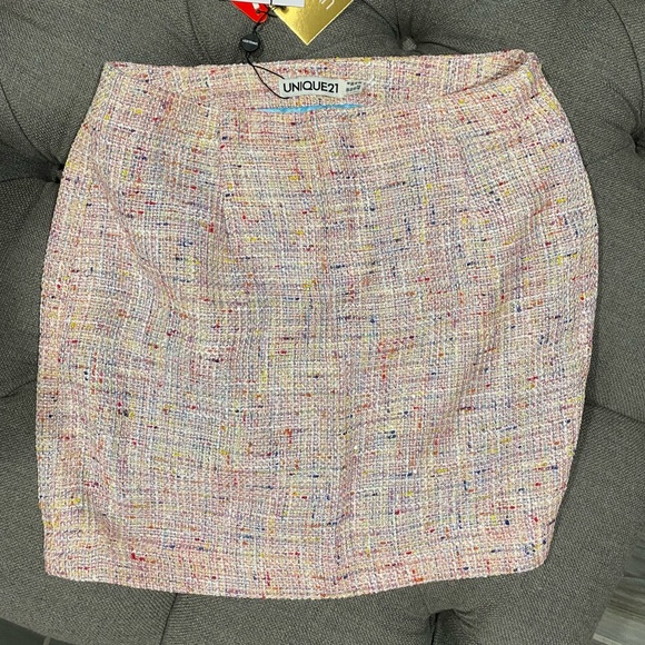 UNIQUE21 - 2 PIECE SET - Tweed Long Sleeve Fitted Blazer & Mini Skirt - Pink - Picture 3 of 8